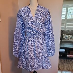 Blue and White Patterned Dress
